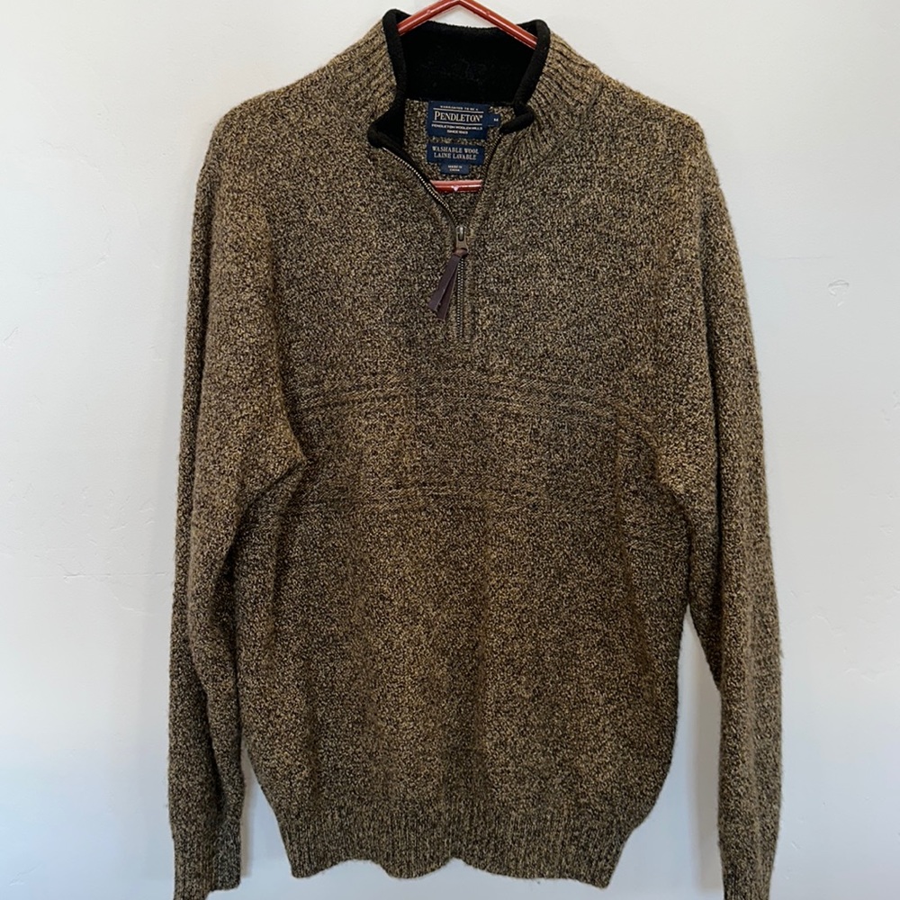 Pendleton Woolen Mills Men's Quarter-Zip Sweater - Brown - Medium - Worn Once